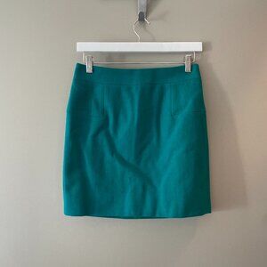 NWOT J.Crew Wool Mini Skirt Green Teal Size 00